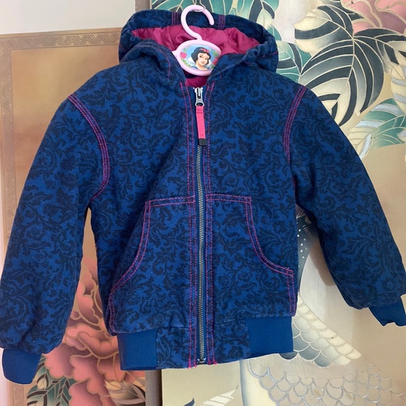Roper Other - Roper denim and pink damask quilted zippered hooded jacket sz XS 4-5